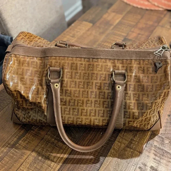 Authentic FENDI Boston Bag in Brown Zucca Coated Canvas - Picture 4 of 14